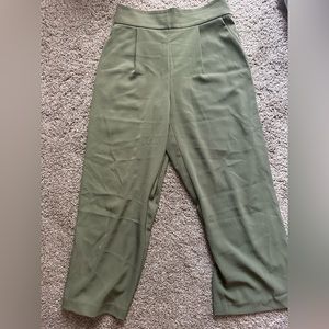 Olive Green Cropped Trousers